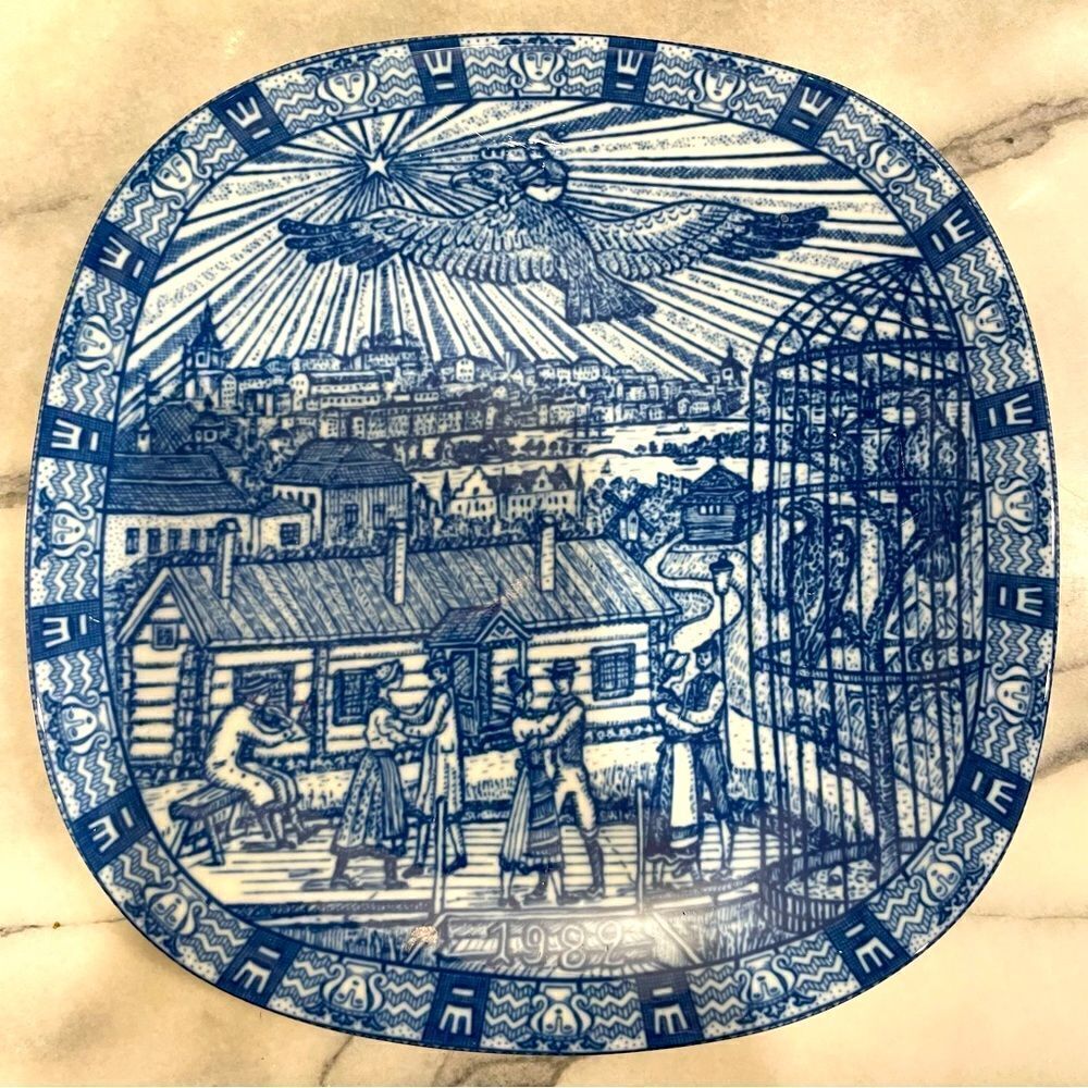 Julen Rorstrand Christmas Plates Nils At Skansen Sweden 1981 & 1982 Lim. Ed pair